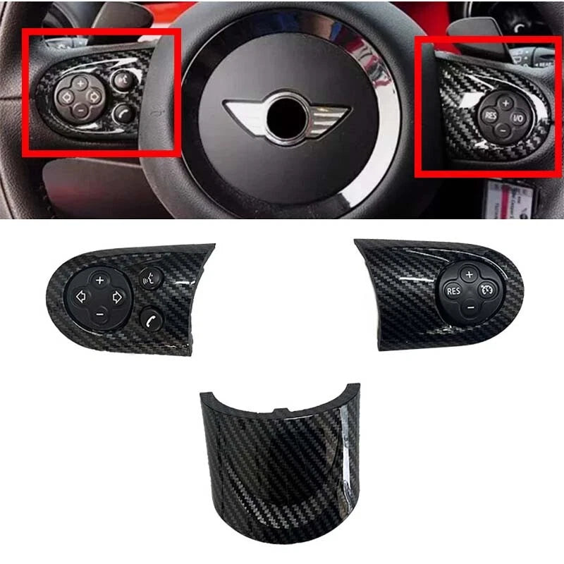 Carbon Look Steering Wheel Multifunction Cruise Button Panel for Mini R55-61