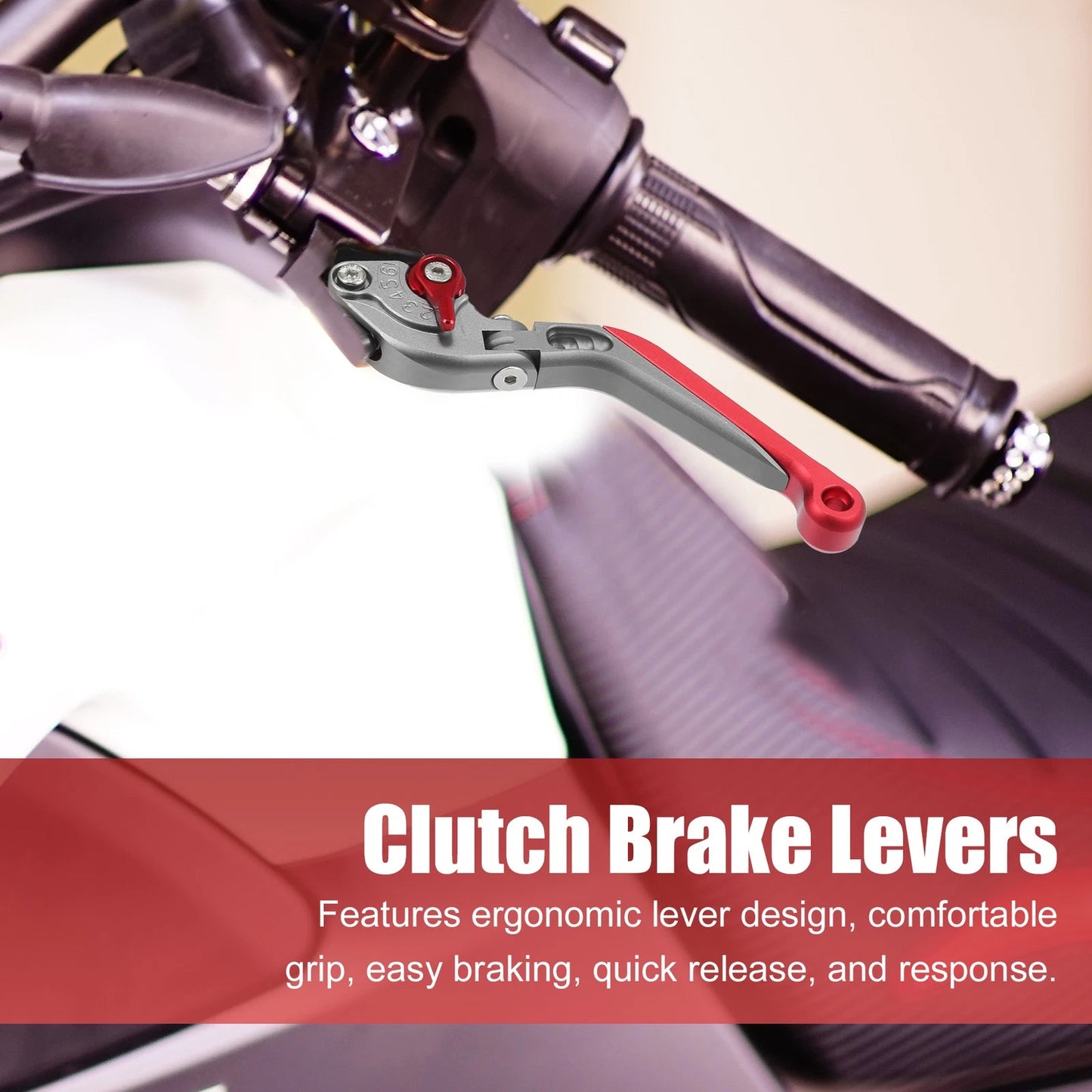 Pair Titanium Tone Red Brake Clutch Levers for Suzuki Gixxer SF250