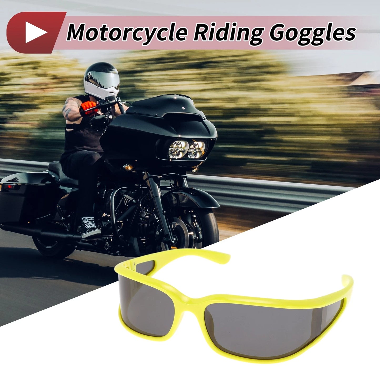 Motorcycle Riding Goggles Gray Lens Yellow Green Frame Tri-acetel Cellulose