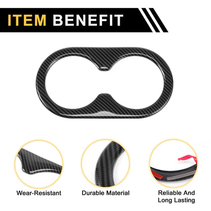 Carbon Fiber Pattern Car Cup Holder Trim for Ford F-150 (2021-2024)