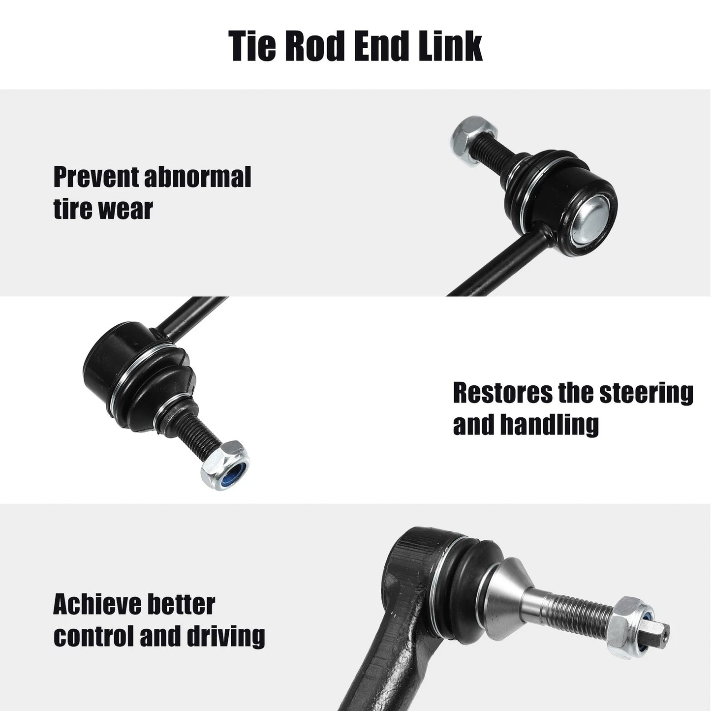 4 Pcs Front Sway Bar Links & Outer Tie Rod Ends for Ford