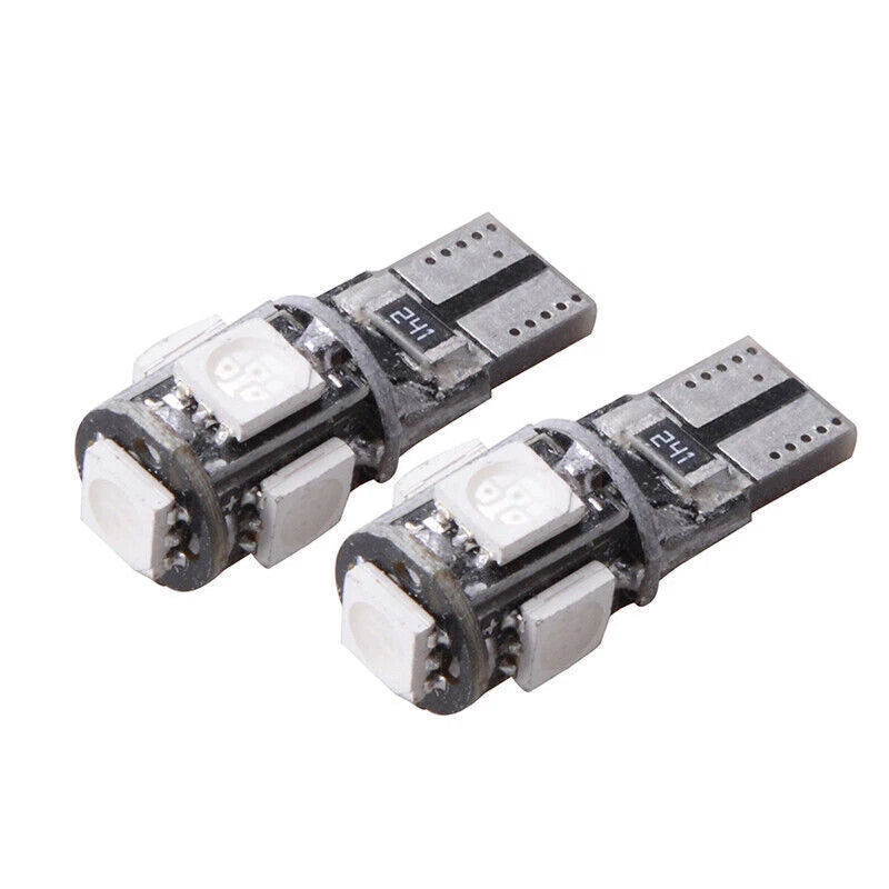 T10 Red LED 5050 5SMD Wedge Interior Dome Map License Festoon Light Bulbs 2 x for Car