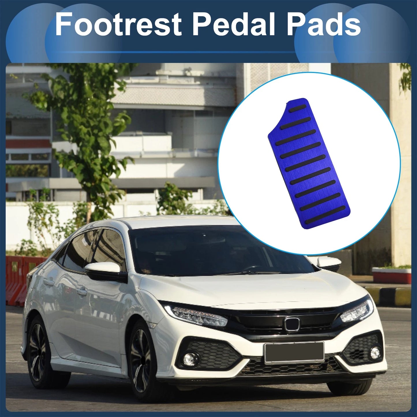 Footrest Pedal Cover for Honda Civic 2016-2024 Aluminum Alloy Blue (2016-2024)