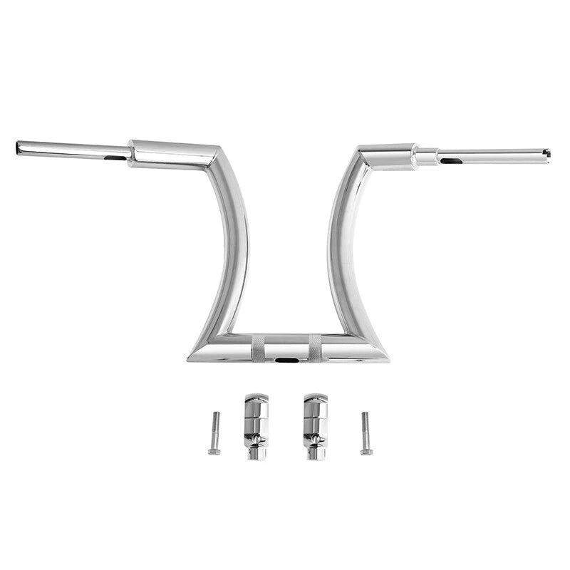16" Chrome Rise 2" Hanger Handlebar with Risers for Harley Softail