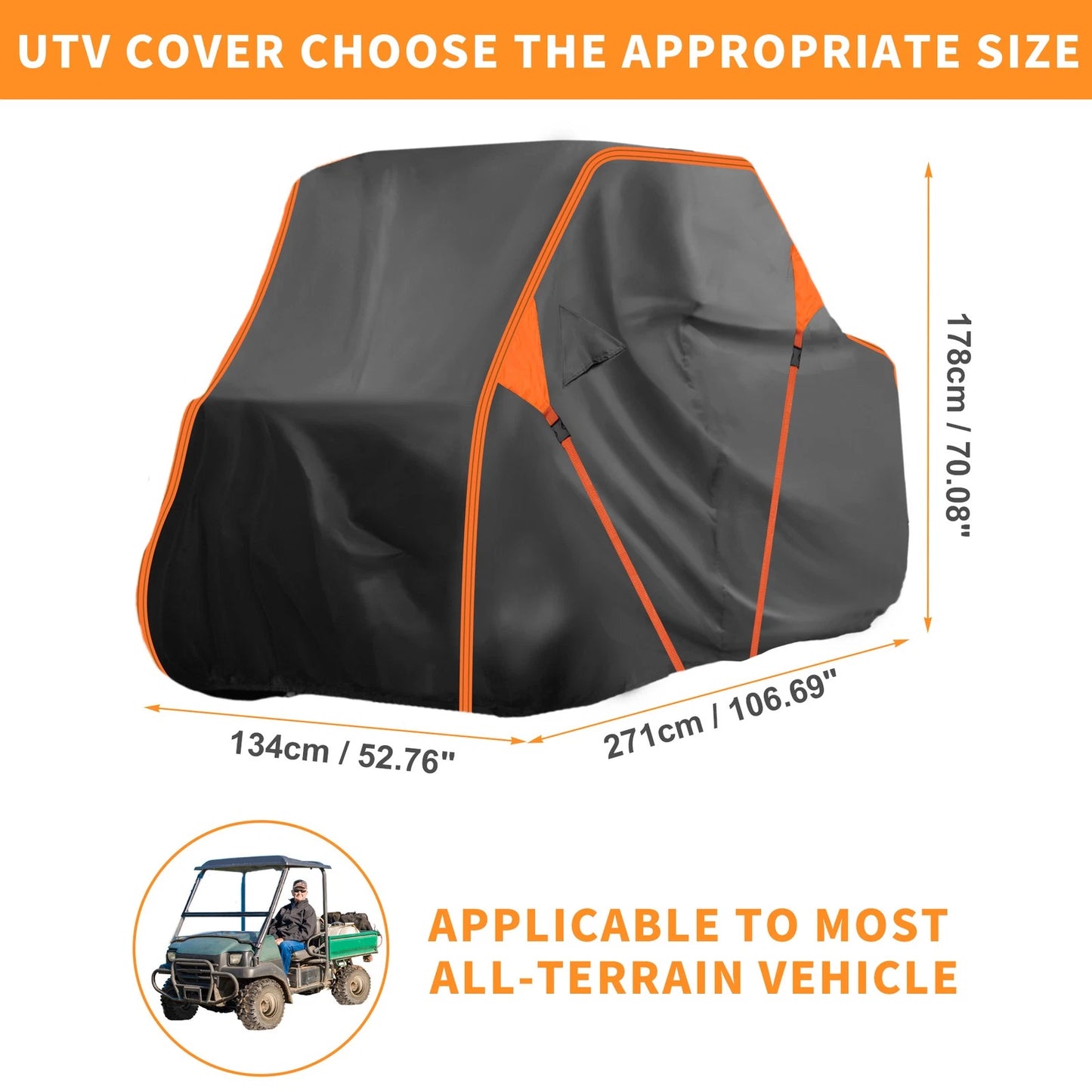 Waterproof UTV Cover Side by Side for Kawasaki MULE SX Black 210D PU
