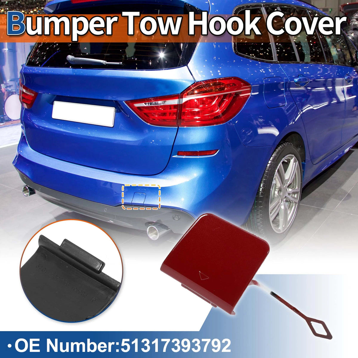 Rear Bumper Tow Hook Cover for BMW 2 Series F45 Melbourne Red