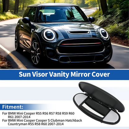 Sun Visor Vanity Mirror Cover for BMW Mini Cooper R55 R56 (2007-2013) Black