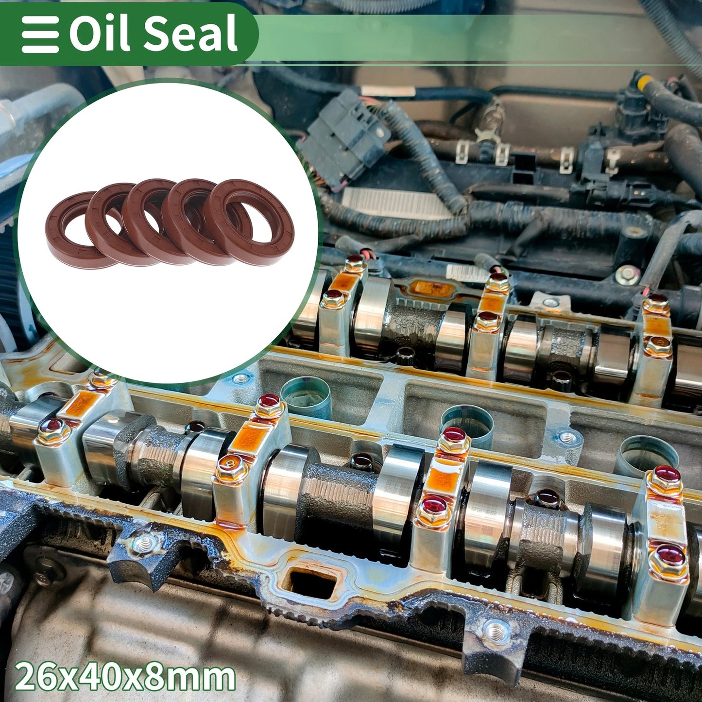 Oil Seal 5 x 26x40x8mm Rotary Shaft Seal FKM Brown