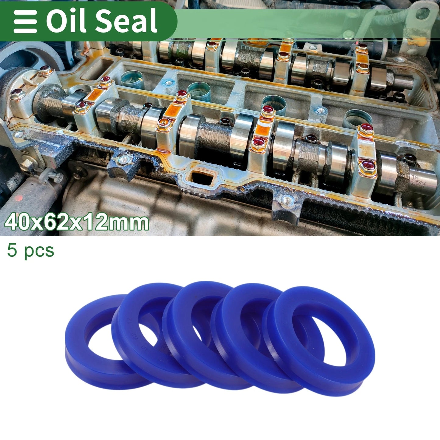 Oil Seal / 40x62x12mm / Seal Ring Rotary Shaft Seal TPU High Pressure Blue 5 Pcs