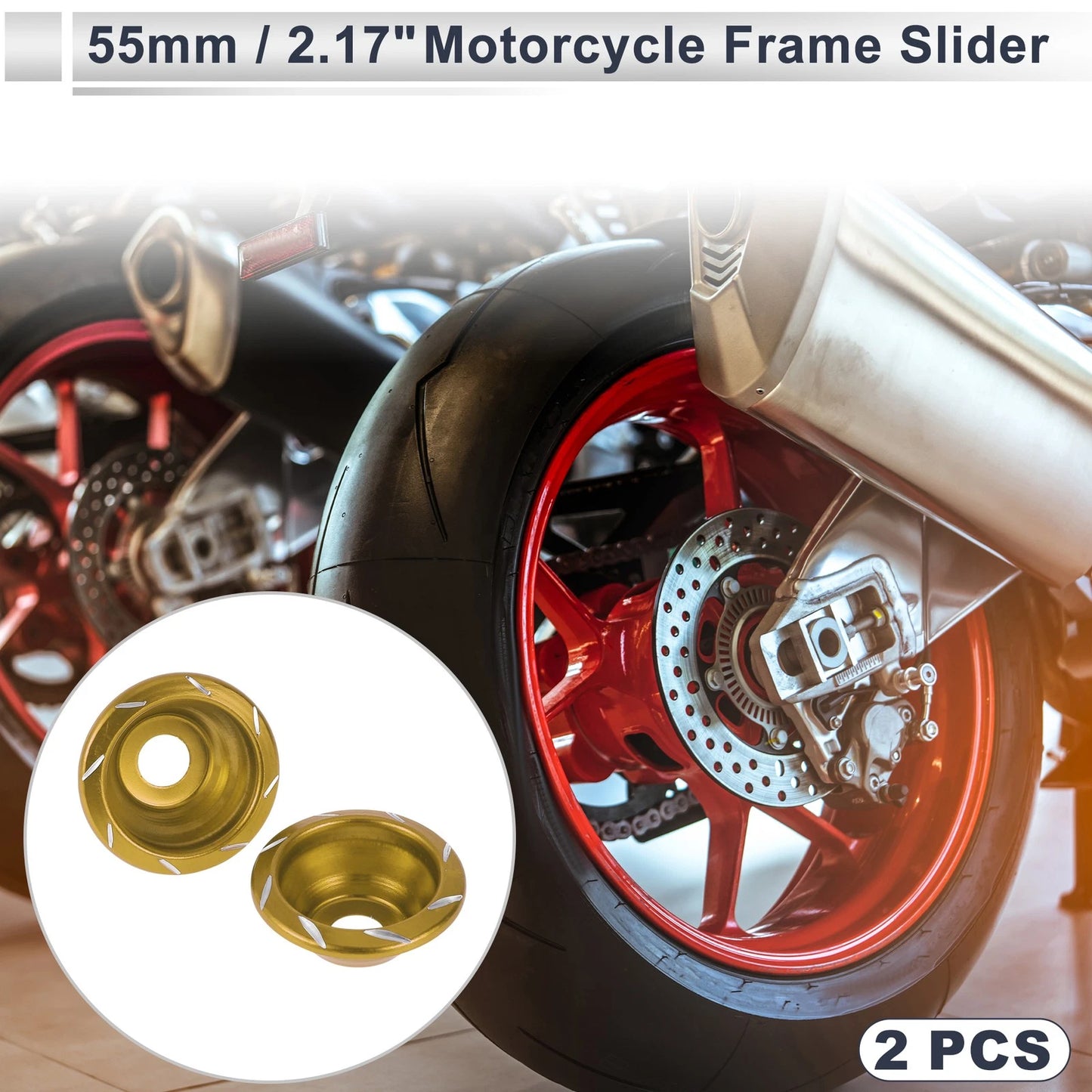 12mm Aluminum Alloy Motorcycle Slider Frame 2 x Gold Tone for Motorcycle