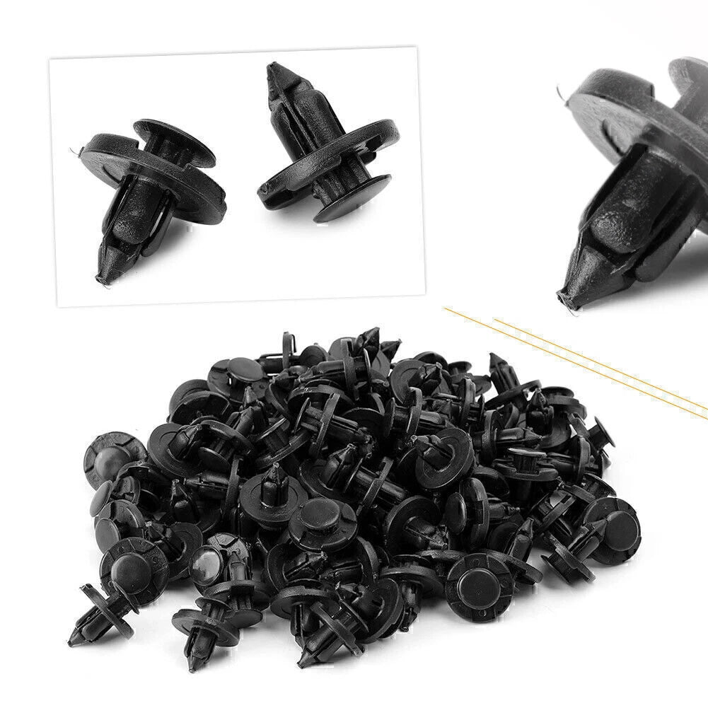 100 x 8mm Black Hole Plastic Rivets for Nissan Fender