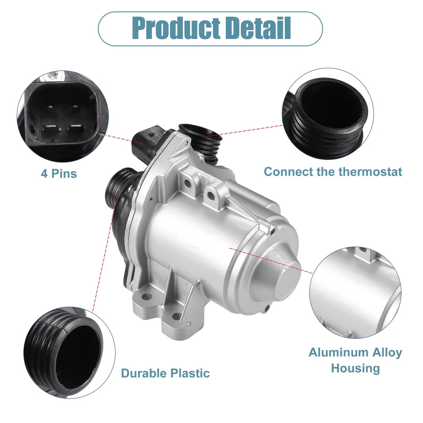 Engine Water Pump w/Thermostat for BMW 135i 335i 535i 740i X6 (2007-2013)