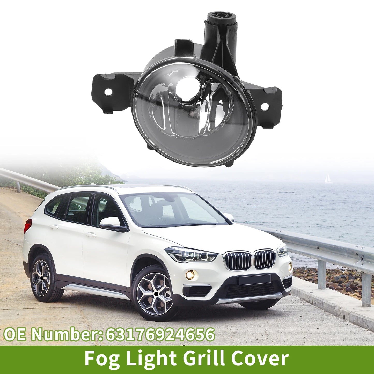 Right Fog Light Grill for BMW X1 2012-2015 1 x Clear Black