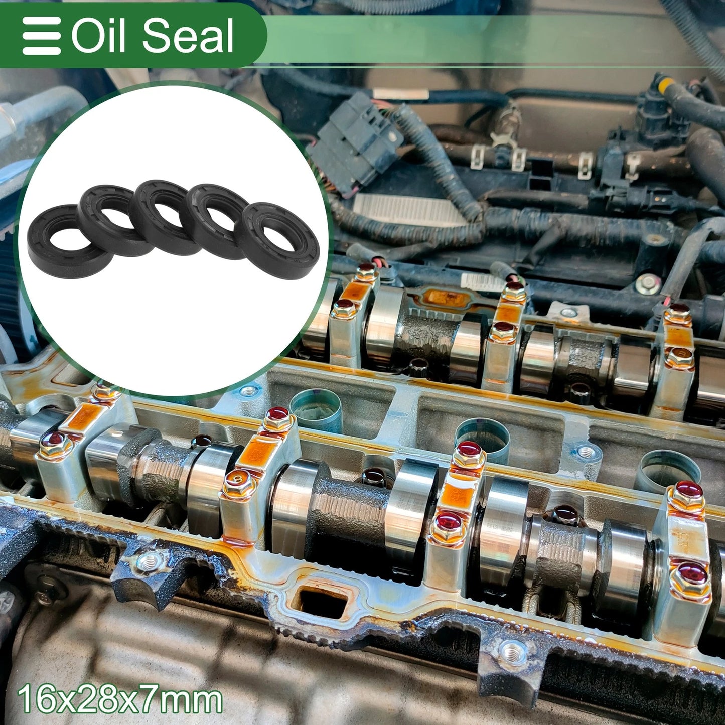 Oil Seal 16x28x7mm Black 5 Pcs Seal Ring Rotary Shaft Seal NBR Rubber
