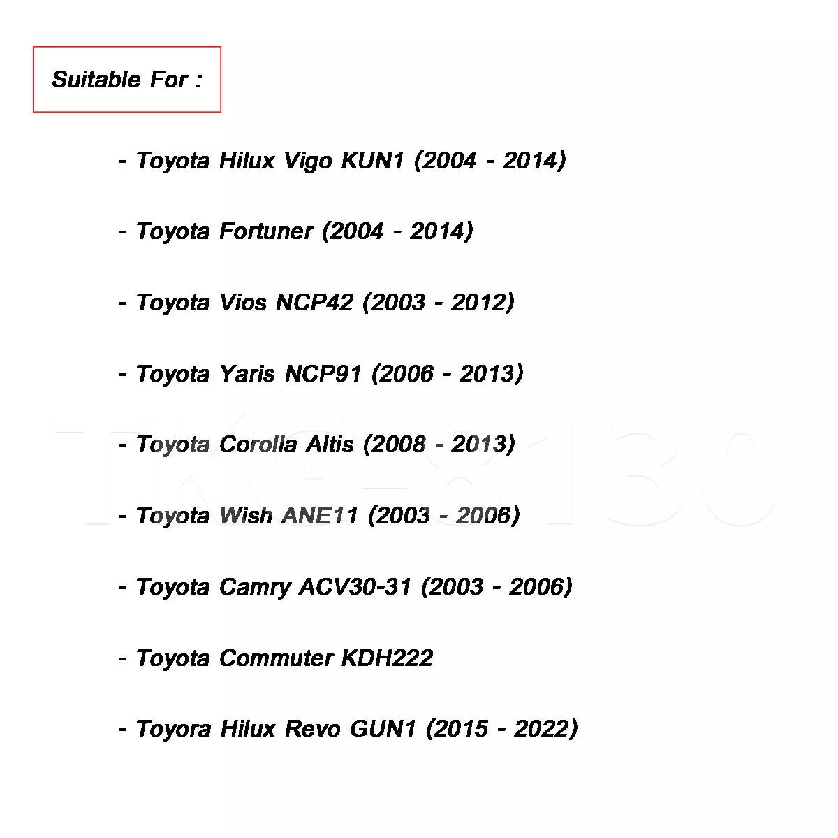 Rear View Mirror for Toyota Hilux 1kdFortuner Yaris (2015-2023)