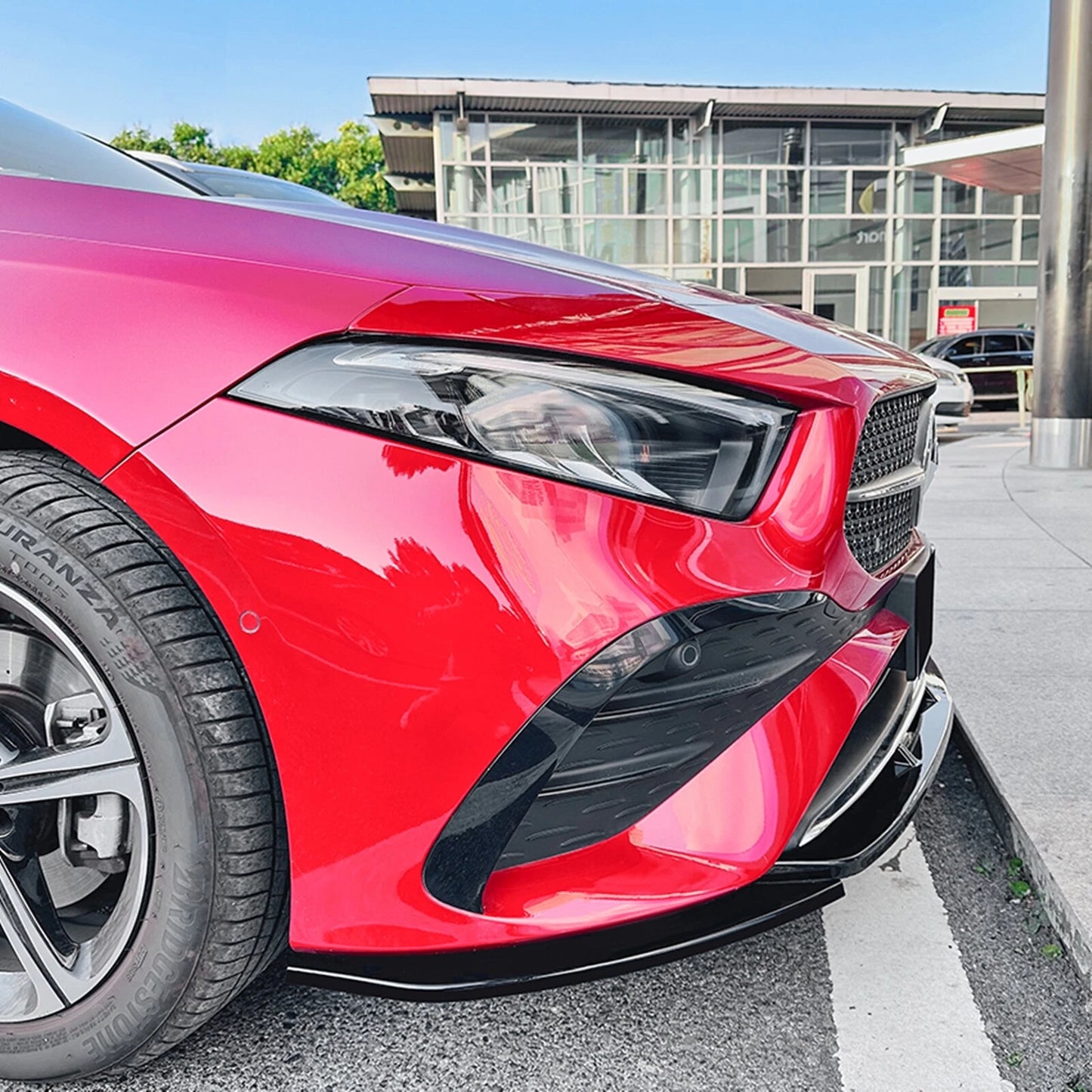 Gloss Black Front Bumper Spoiler Lip for Mercedes Benz A Class W177 (2023)