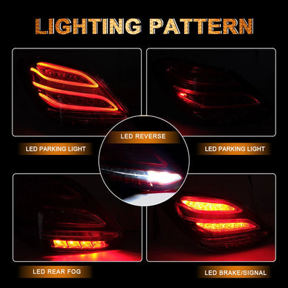 Left & Right Tail Light for 2015-2018 Mercedes Benz W205 Sedan LED Lights