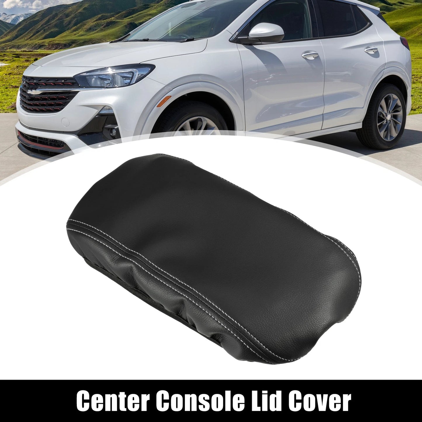 Center Console Armrest Cover Black White Stitches for Buick Encore GX