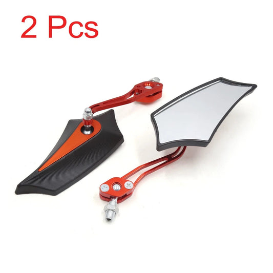2 x Black Orange Adjustable Pentagon Rearview Mirror for Motorcycle Motorbike