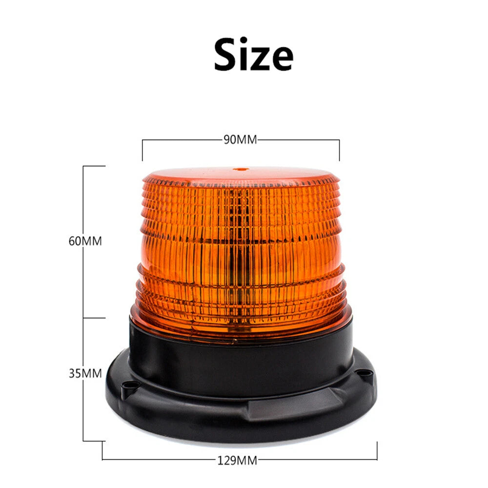 Magnetic 12V LED Amber Emergency Strobe Light for Universal Car