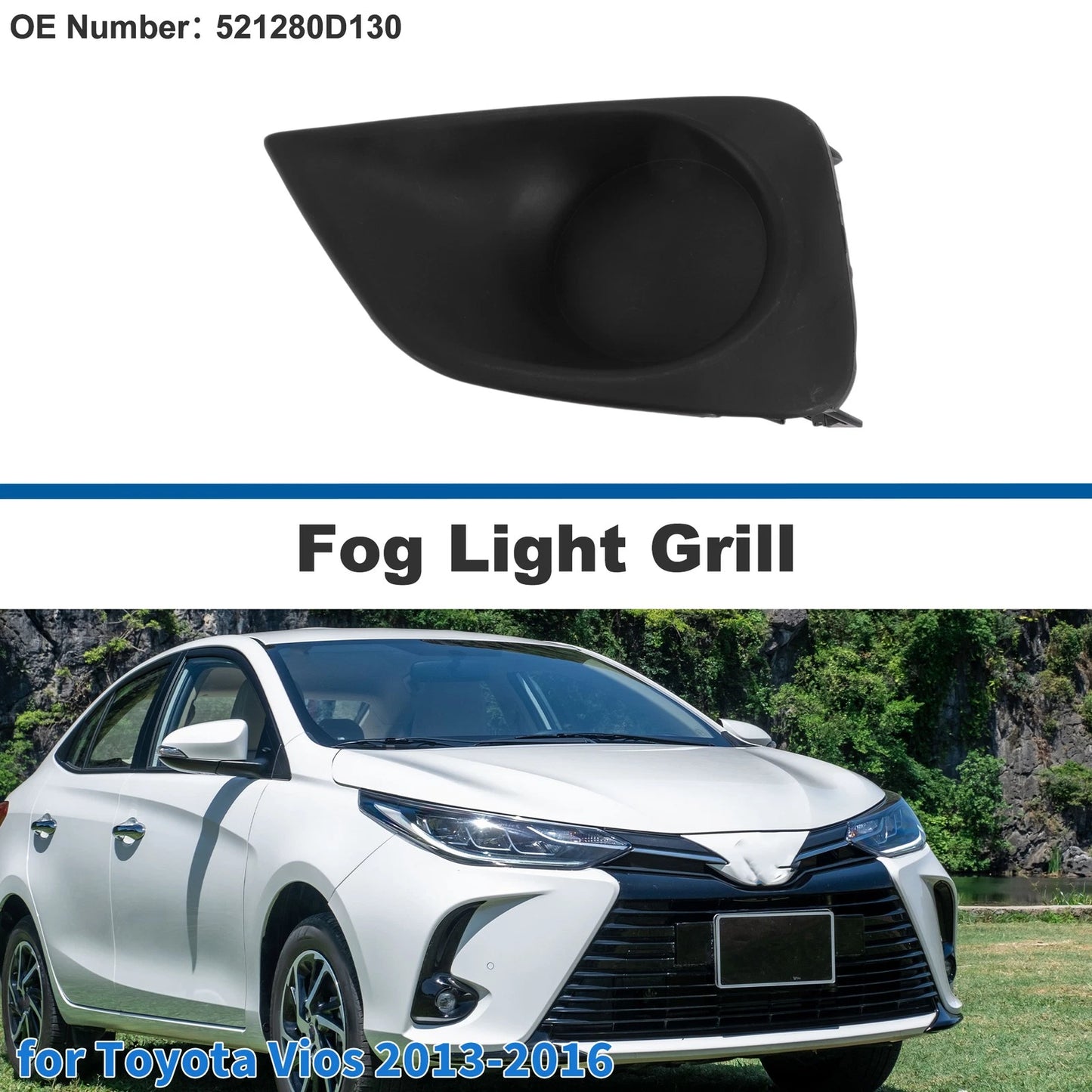 Front Left Fog Light Grill for Toyota Vios (2013–2016)