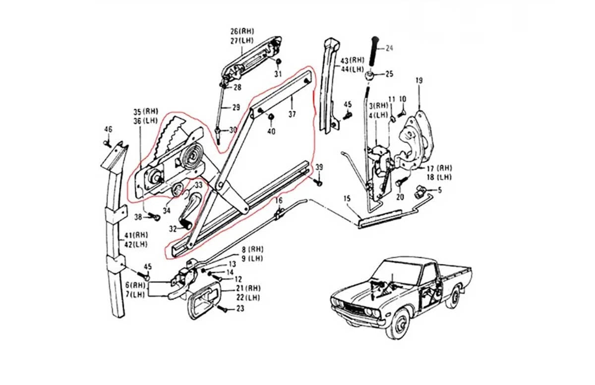 Window Regulator for Datsun Nissan 620 Ute(1971-1979)