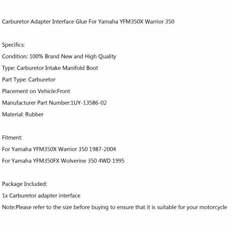 Rubber Connector for Yamaha YFM350X Warrior 350 (1987-2004)