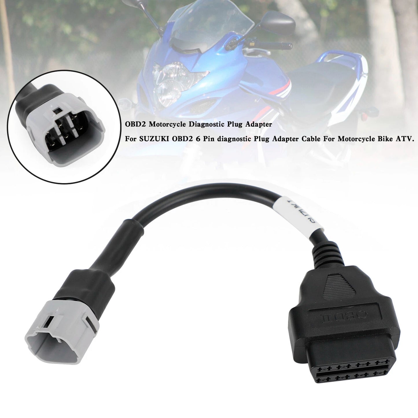 6 Pin OBD2 Diagnostic Plug Adapter for Suzuki Motorcycle Scooter ATV
