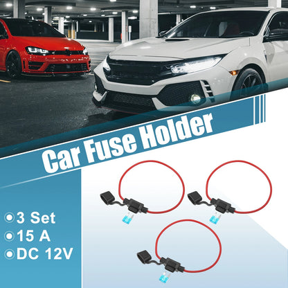 3 x DC 12V Car ATC Blade Style Mini Fuse Holder with 15A Fuse