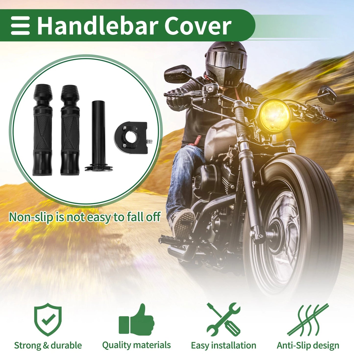 7/8" 22mm Motorcycle Hand Grips Cover Kit End Grips