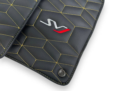 Black Leather Floor Mats for Lamborghini Aventador SVJ (2019-2023)