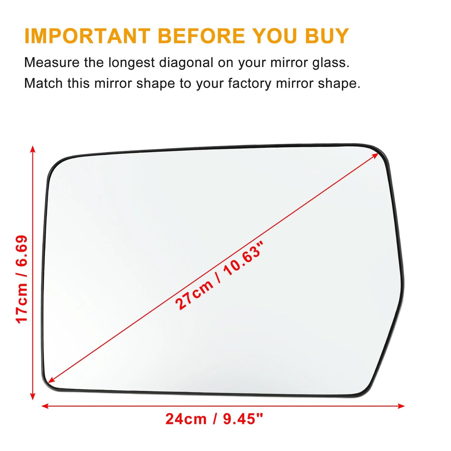 Left Side Mirror Glass for Ford F150, Lincoln Mark LT (2004-2014, 2006-2008)