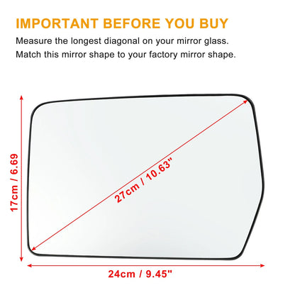 Left Side Mirror Glass for Ford F150, Lincoln Mark LT (2004-2014, 2006-2008)