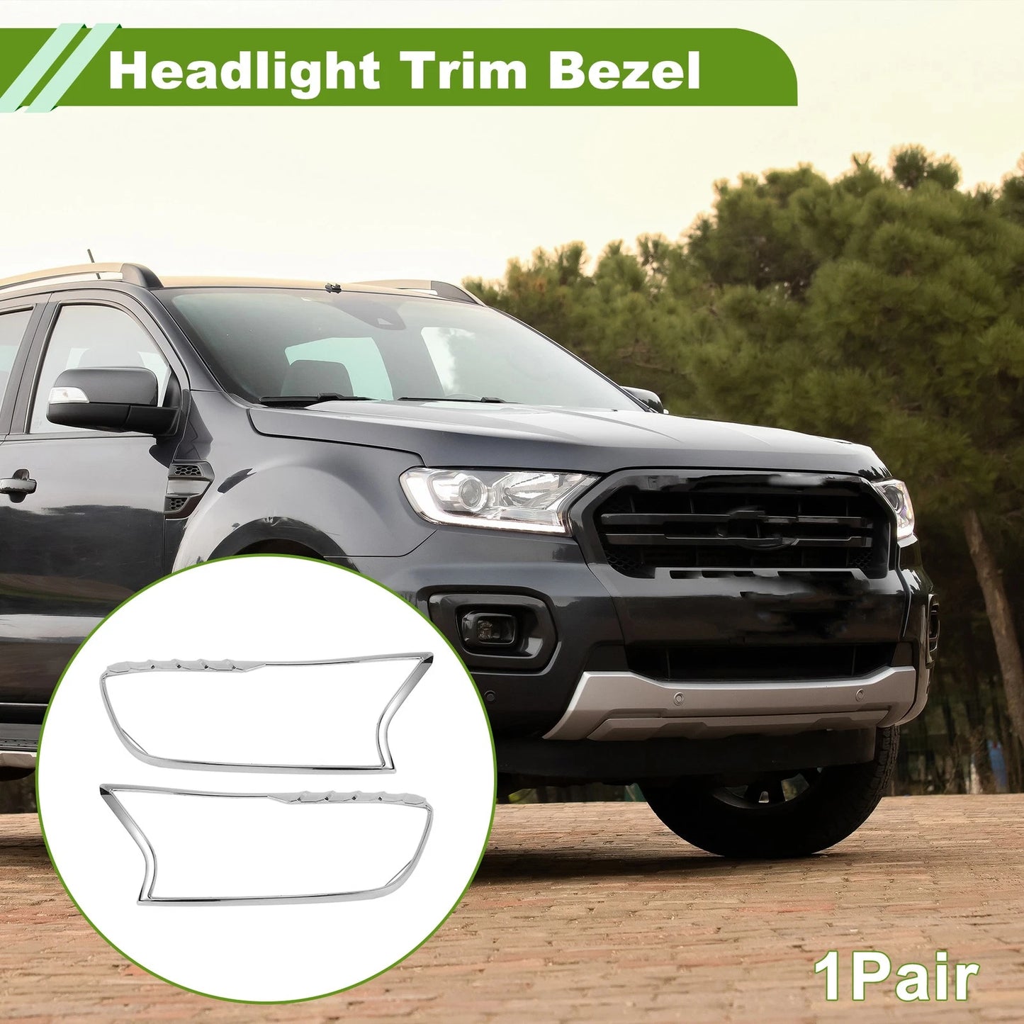 Car Front Left Right Headlight Trim Bezel for Ford Ranger (2015-2021)