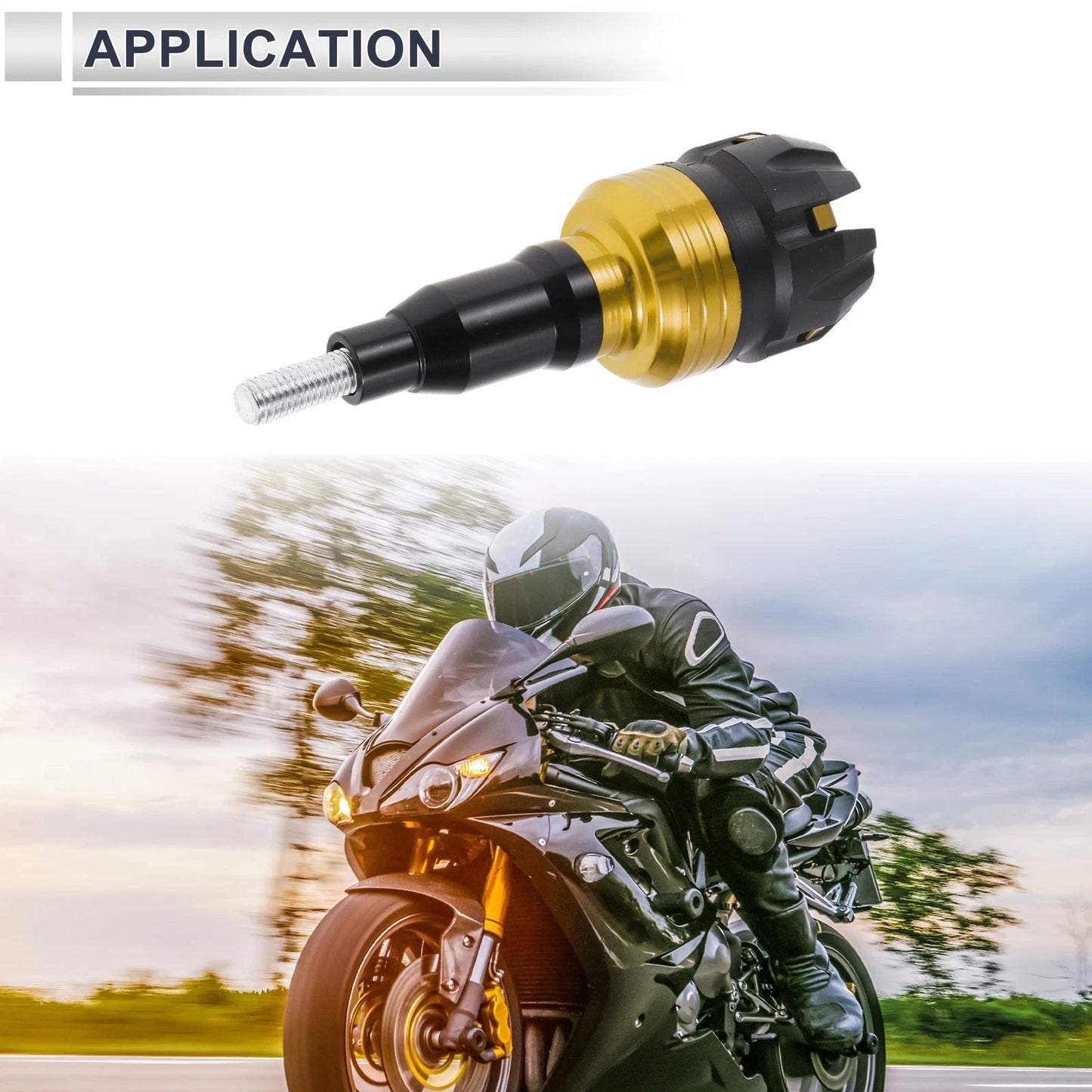 12mm Aluminum Slider Frame 1 Set Gold Tone for Motorcycle