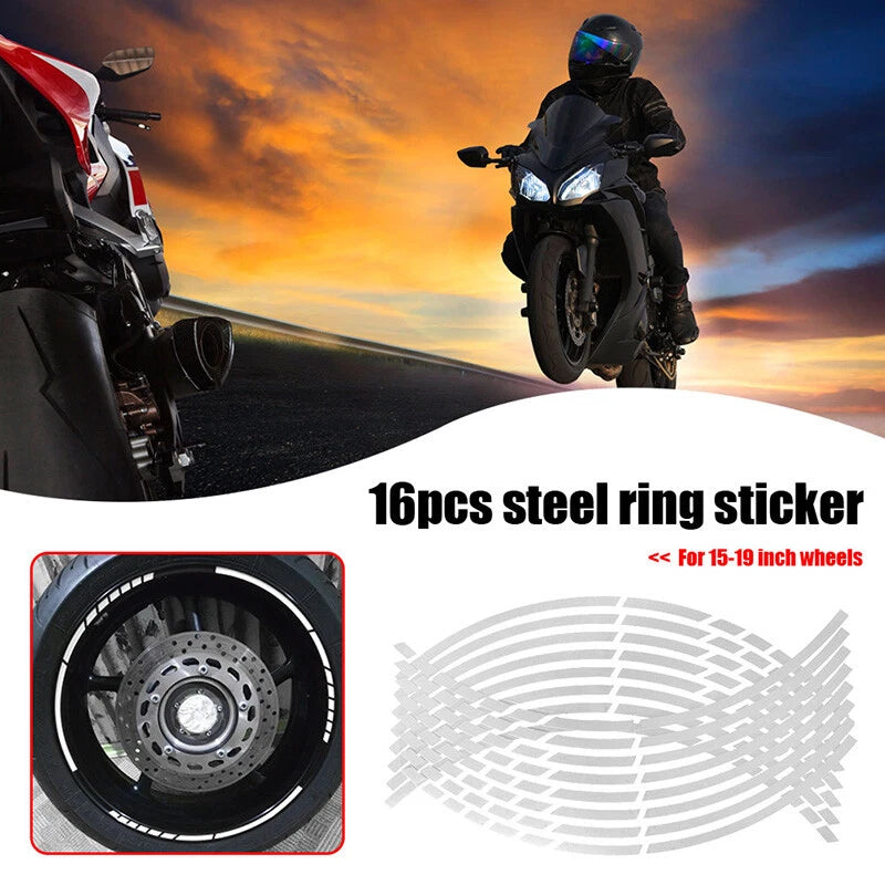 18'' Reflective Rim Tape for Motorbike Wheel - Silver (Fits Most Models)