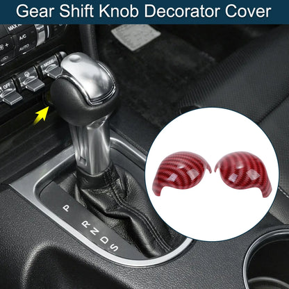 Gear Shift Knob Cover for Ford Mustang 2015-2023 Carbon Fiber Red 1 Set