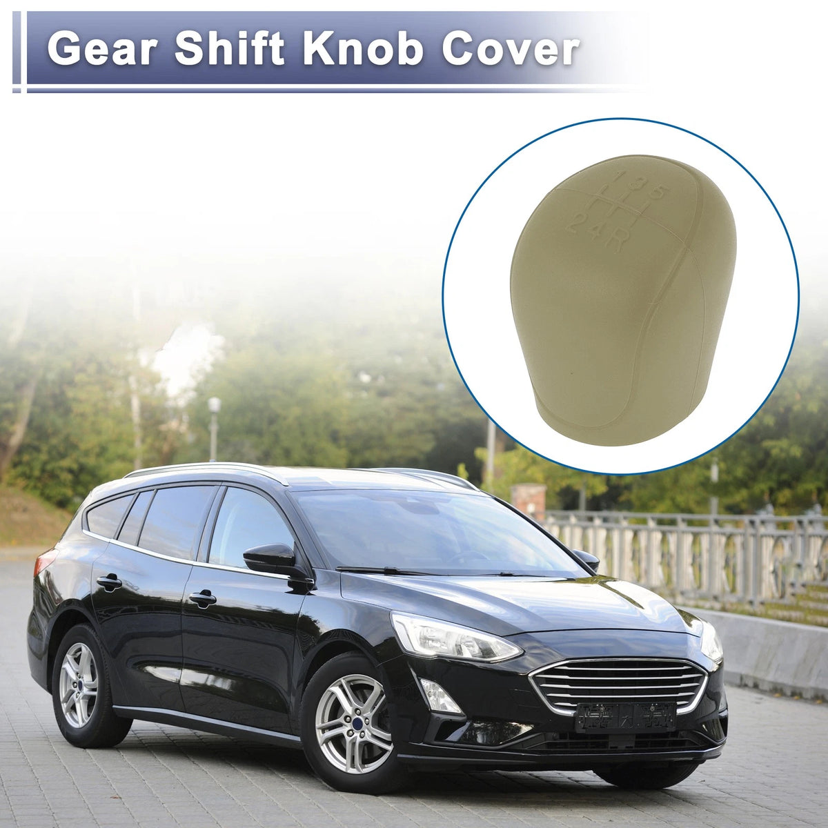 Beige Silicone 5-Gears Manual Gear Shift Knob Cover for Ford C-Max (2010-2019)