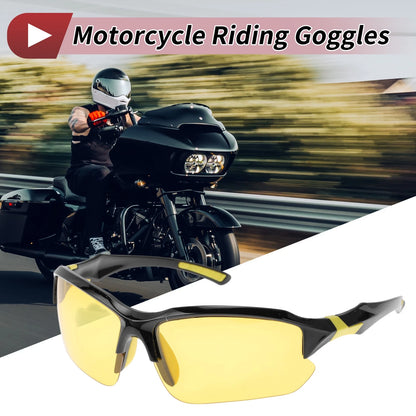 Motorcycle Riding Goggles Yellow Lens Black Frame Tri-acetel PC for Motorcycle