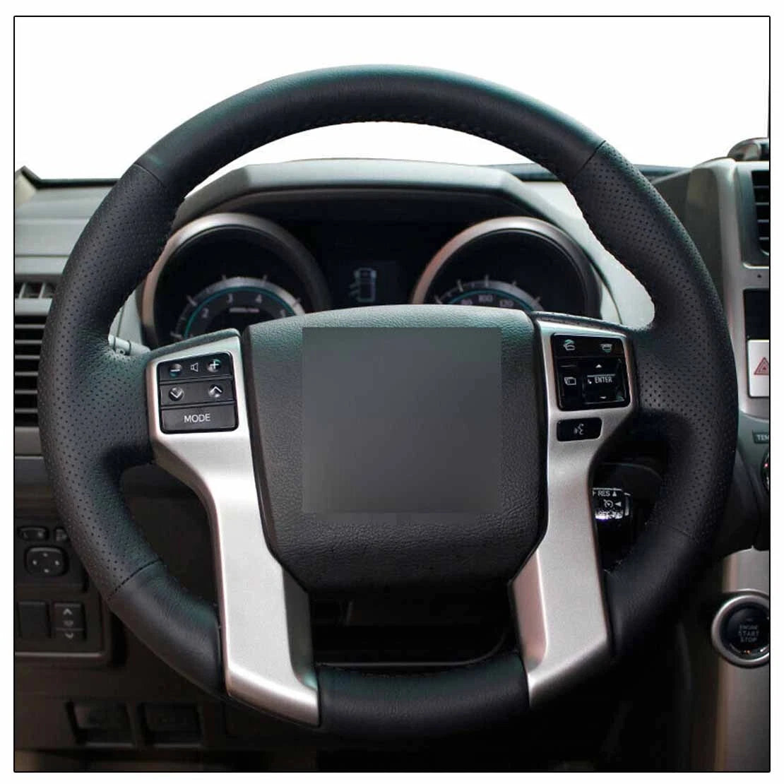 Black Leather DIY Steering Wheel Cover for Toyota Tacoma 4Runner Tundra (2005-2023)