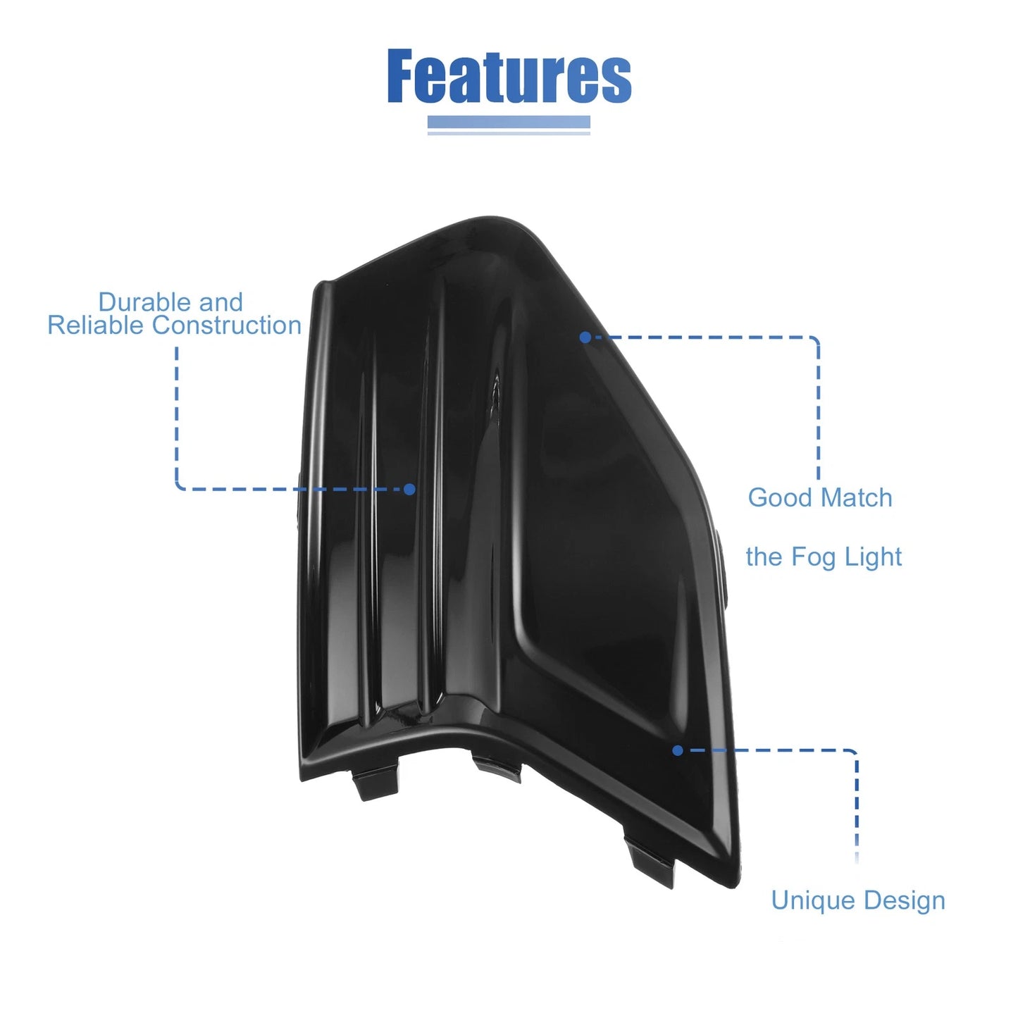 Front Left Fog Light Grille Cover for Ford Fusion (2019-2020) Gloss Black