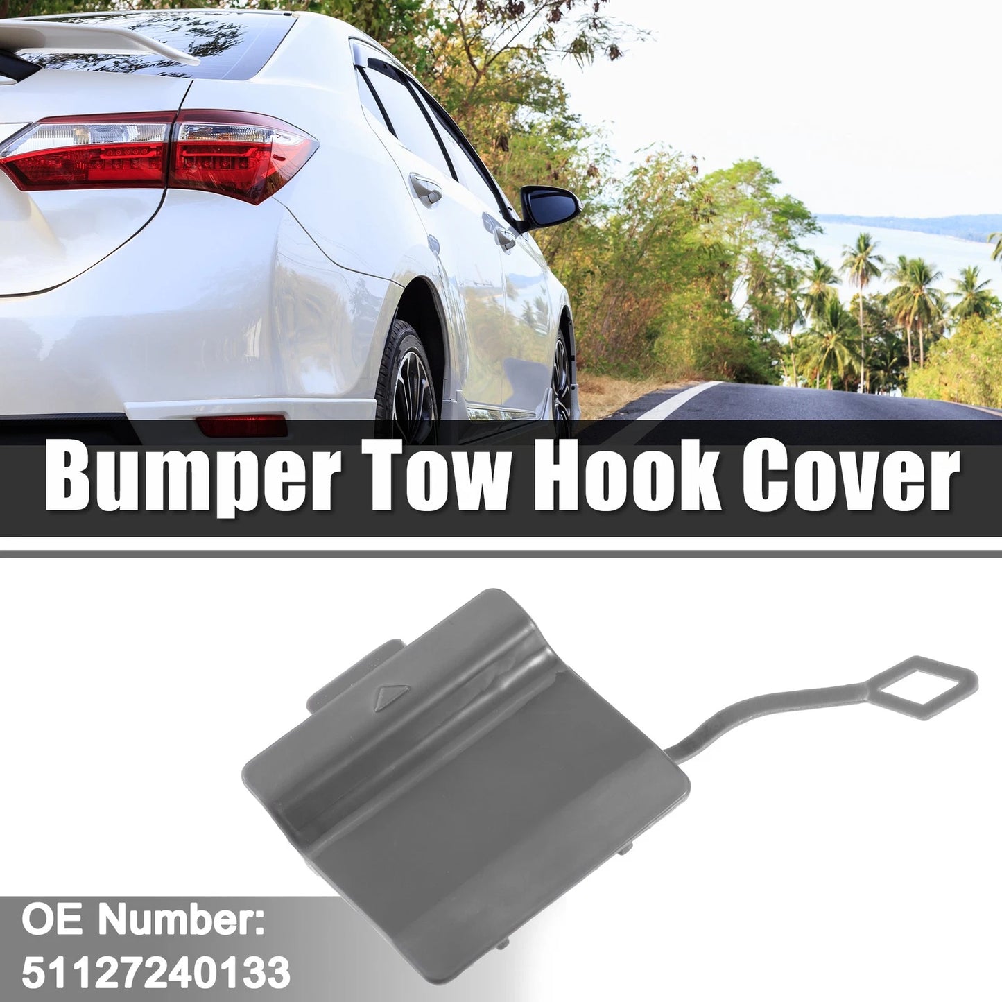 Rear Left Bumper Tow Hook Cover for BMW 550i (2011-2013) Gray