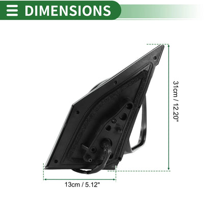 Right Side Door Mirror for Toyota RAV4 (2009-2012) Manual Folding Gloss Black