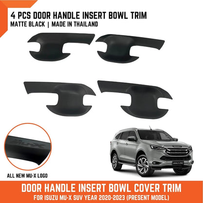Matte Black Door Handle Bowl Insert Cover Trim for Isuzu MU-X SUV (2021-2023)