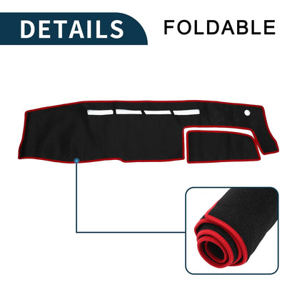 Dashboard Cover Mat for Toyota Hiace 2004-2024 Black Red 1 Set