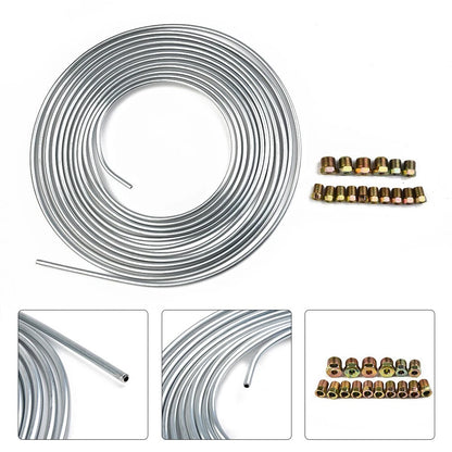 Brake Line Tubing 25 Ft 3/16 OD Copper Nickel with 16 Fittings