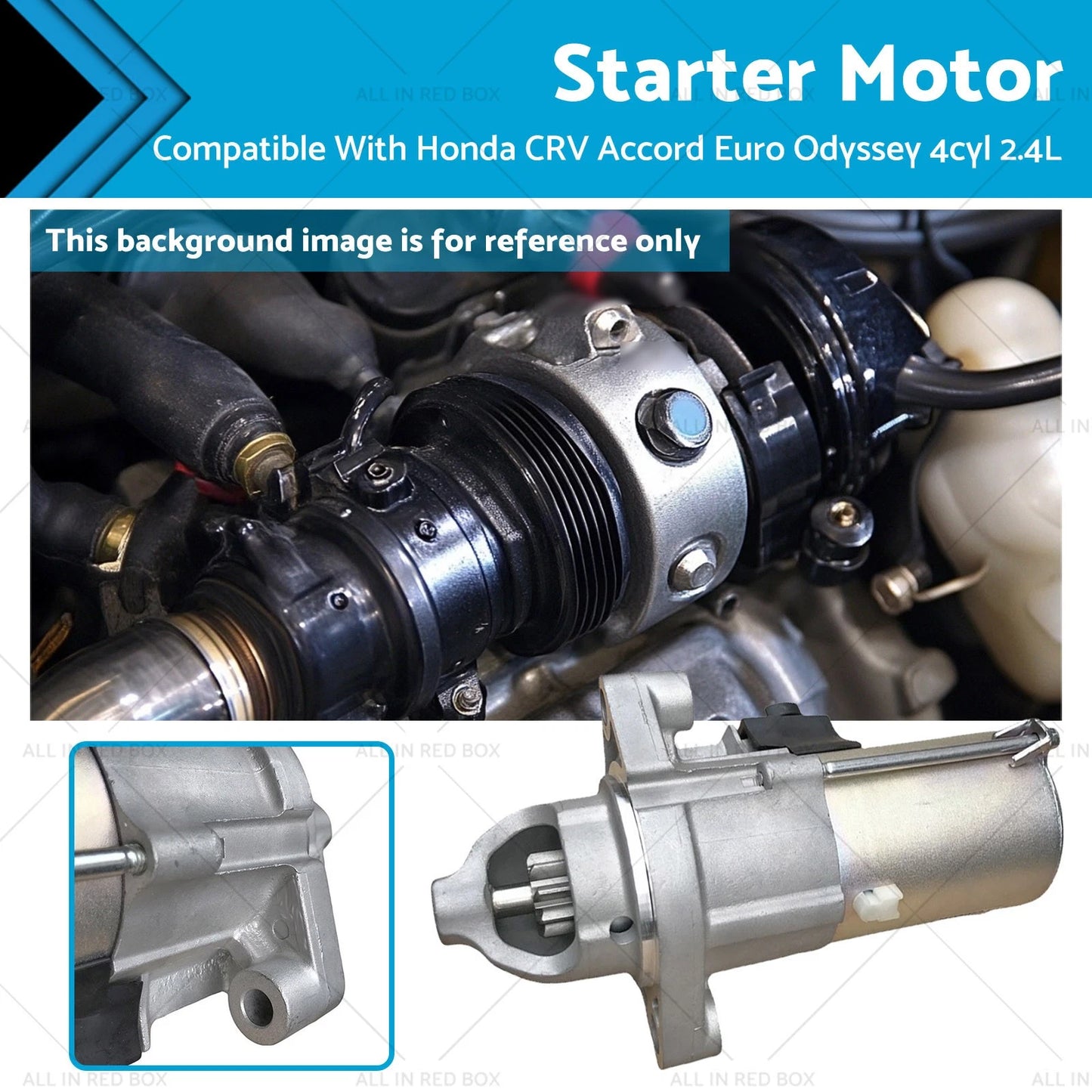 Starter Motor for Honda CR-V Accord Euro Odyssey 2.4L 4Cyl (2002-2011)
