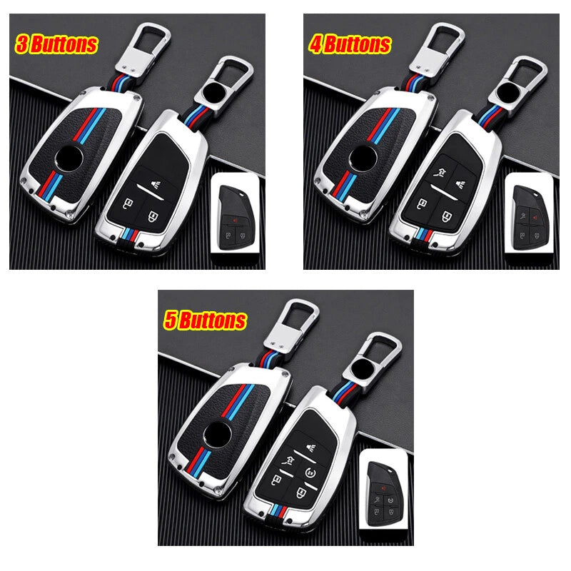 Car Key Fob Cover Case Keychain for GMC Yukon Canyon Sierra Chevrolet Silverado