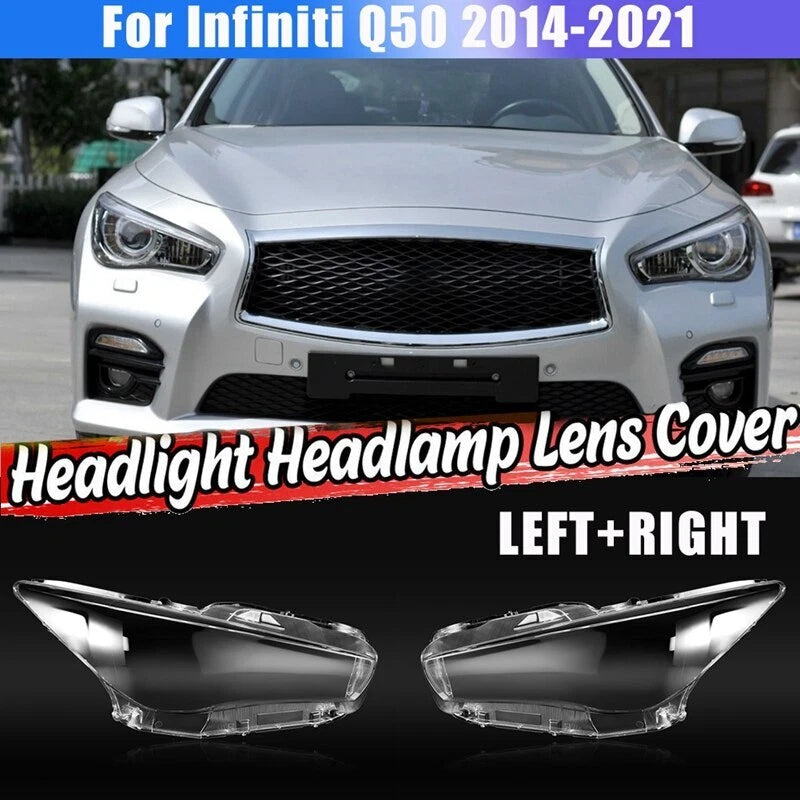Front Left Right Headlight Lens Covers for Infiniti Q50 (2014-2021)