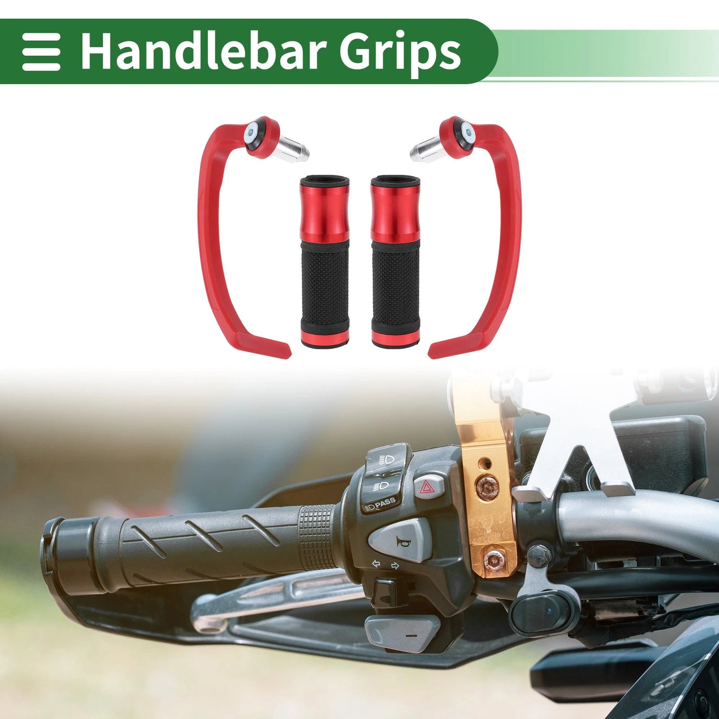 Hand Grips End Bar Covers Red for Motorcycle
